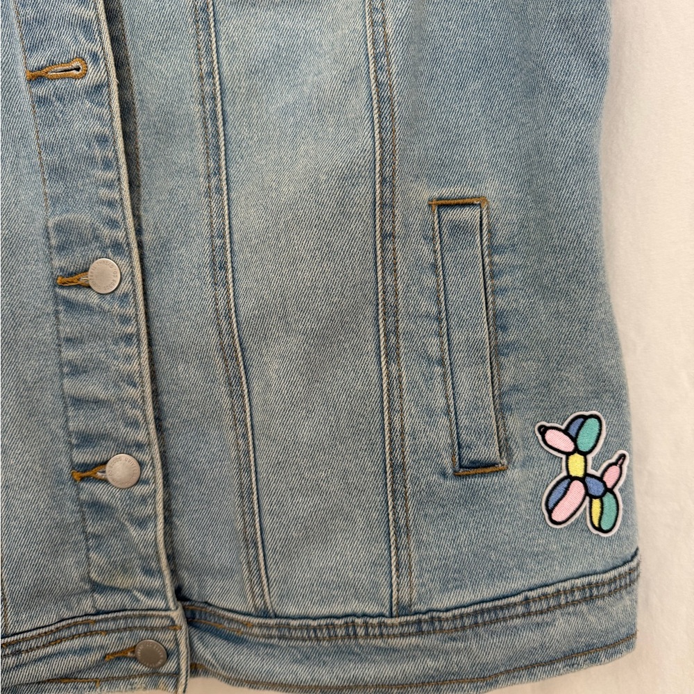 Light Wash Denim Vest with Patches - Picture 5 of 7